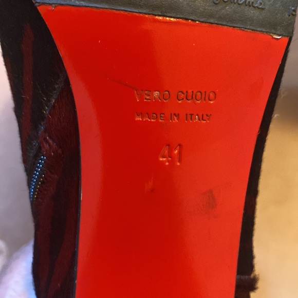 Hester Van Eeghen (Amsterdam) Black/Red Zebra Stripe Pony Hair Booties - Sz 41 - Picture 12 of 12